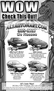Weekly full page car ad for local dealership