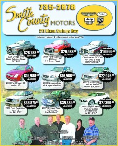 Weekly half page car ad for local dealership